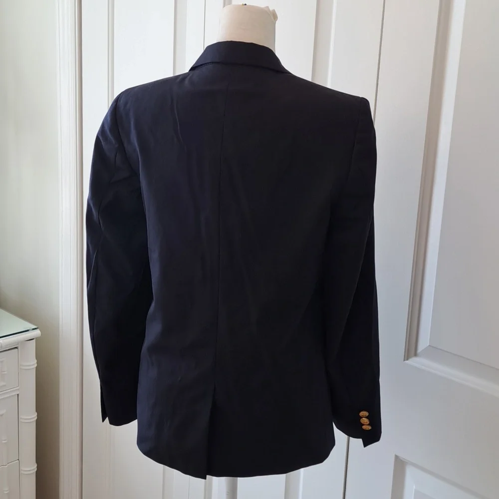 Brooks Brothers Boys Formal Navy Wool Blazer/Sport Coat Lined Gold‎ Buttons S-14